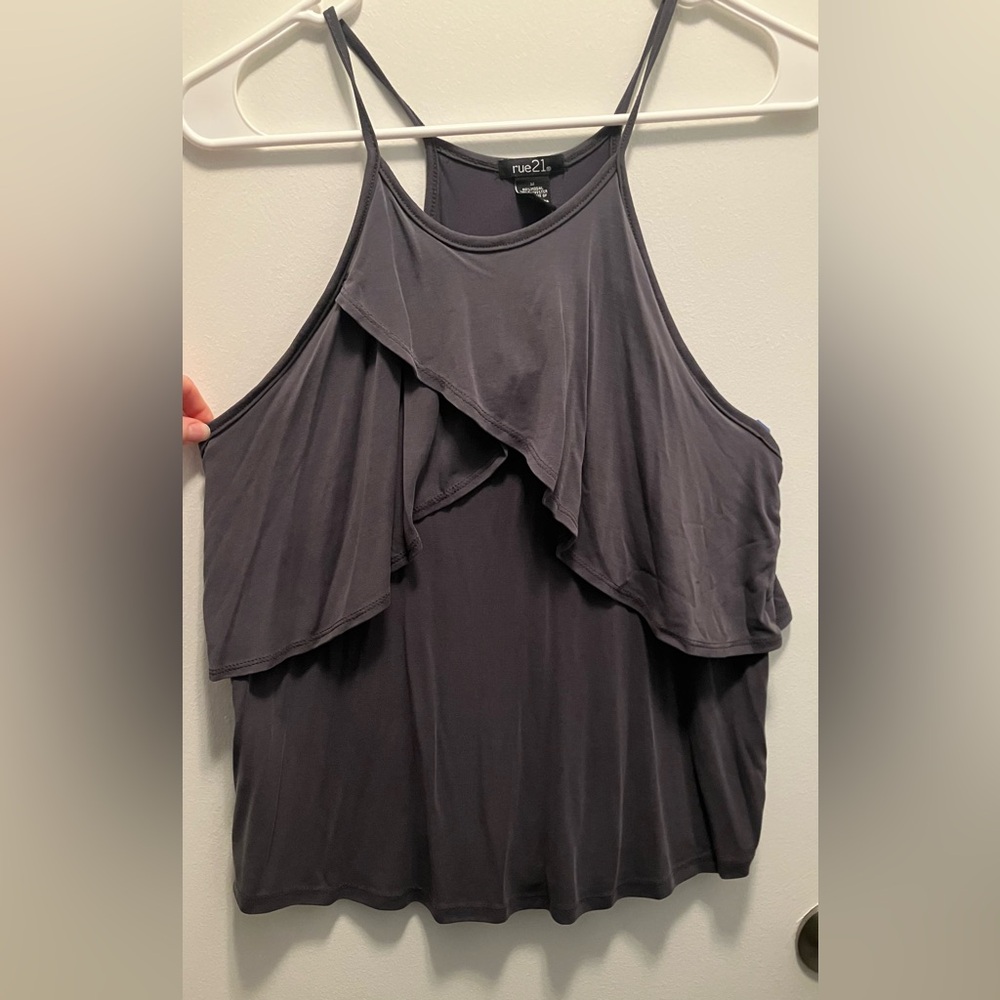 Rue21 Charcoal Layered Tank Top